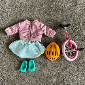 American Girl doll / Our Generation / 18” doll set - unicycle, helmet, & outfit